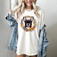 Boston Terrier Mom Floral Bostie Dog Lover Flowers Cute Women's Comfort Colors T-Shirt Ivory