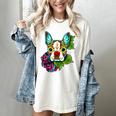 Boston Terrier In Red Day Of The Dead Sugar Skull Dog Women's Comfort Colors T-Shirt Ivory