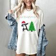 Boston Terrier Santa Hat Dabbing Around The Christmas Tree Women's Comfort Colors T-Shirt Ivory