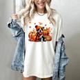 Boston Terrier Thanksgiving Leopard Pumpkins Fall Leaves Women's Comfort Colors T-Shirt Ivory