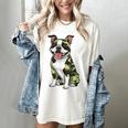 Camo Boston Terrier Pet Owner Camouflage Dog Lover Women's Comfort Colors T-Shirt Ivory