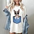Cute Pocket Boston Terrier Lover Dog Mom Women's Comfort Colors T-Shirt Ivory