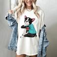 Father's Day Gift Dog Dad Boston Terrier i Love Dad Tattoo Women's Comfort Colors T-Shirt Ivory