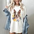 Floral Boston Terrier Women's Comfort Colors T-Shirt Ivory