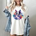 Watercolor Floral Boston Terrier Mama Dog Lover Mother's Day Women's Comfort Colors T-Shirt Ivory