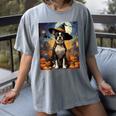 Aesthetic Halloween Boston Terrier Dog Witch Pumpkin For Men Women Kids Women's Comfort Colors T-Shirt Gray