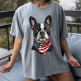 Boston Terrier American Flag Women's Comfort Colors T-Shirt Gray