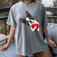 Boston Terrier Bostie Dog Kids Women Girls Women's Comfort Colors T-Shirt Gray