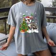 Boston Terrier Christmas Tree Lights Santa Hat Women's Comfort Colors T-Shirt Gray