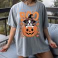 Boston Terrier Costume On Pumpkin Halloween Boston Terrier Women's Comfort Colors T-Shirt Gray