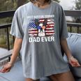 Boston Terrier Dad American Flag 4th Of July Dog Fathers Day Women's Comfort Colors T-Shirt Gray