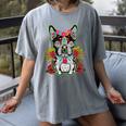 Boston Terrier Dia De Los Muertos Day Of The Dead Dog Skull For Men Women Kids Women's Comfort Colors T-Shirt Gray