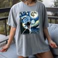 Boston Terrier Dog Art Van Gogh Starry Night Boston Terrier Women's Comfort Colors T-Shirt Gray