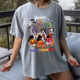 Boston Terrier Dog Christmas Happy Hallothankmas Halloween For Men Women Kids Women's Comfort Colors T-Shirt Gray
