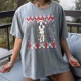 Boston Terrier Dog Santa Hat Men Kids Ugly Christmas Light Women's Comfort Colors T-Shirt Gray