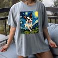 Boston Terrier Dog Starry Night Painting Women's Comfort Colors T-Shirt Gray