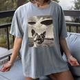 Boston Terrier Dog UFO Alien Extraterrestrial Selfie Women's Comfort Colors T-Shirt Gray
