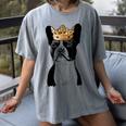 Boston Terrier Dog Wearing Crown For Men Women Girls Kids Women's Comfort Colors T-Shirt Gray