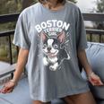 Boston Terrier Girl Cute Cartoon For Dog Owners Pet Terrier Women's Comfort Colors T-Shirt Gray