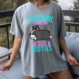 Boston Terrier This Girl Runs On Jesus And Boston Terriers Women's Comfort Colors T-Shirt Gray