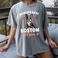 Boston Terrier Groovy World's Best Boston Mom Women's Comfort Colors T-Shirt Gray