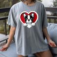 Boston Terrier Heart Cute Puppy Lover Or Dog Owner Women's Comfort Colors T-Shirt Gray