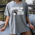 Boston Terrier Lover Coffee And Boston Terriers Women's Comfort Colors T-Shirt Gray