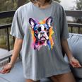 Boston Terrier Lover Pop Art Color Boston Terrier Dog For Men Women Girls Kids Women's Comfort Colors T-Shirt Gray