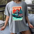Boston Terrier Merry Christmas Tree Truck Santa Dog X-Mas Women's Comfort Colors T-Shirt Gray