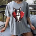 Boston Terrier Mom Dad Bostie Dog Lover Valentines Day Women's Comfort Colors T-Shirt Gray