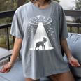 Boston Terrier Mom Dad Dog Alien UFO For Men Women Women's Comfort Colors T-Shirt Gray