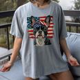 Boston Terrier Patriotic 4th Of July USA American Flag Women's Comfort Colors T-Shirt Gray