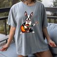 Boston Terrier Playing Guitar Boston Terrier Women's Comfort Colors T-Shirt Gray