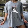 Boston Terrier In The Pocket Cute Boston Terrier Dog Lovers Men Women Girls Kids Women's Comfort Colors T-Shirt Gray