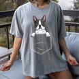 Boston Terrier In The Pocket Cute Boston Terrier Dog Lovers For Men Women Girls Kids Women's Comfort Colors T-Shirt Gray