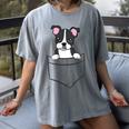 Boston Terrier In The Pocket Cute Pocket Boston Terrier Women's Comfort Colors T-Shirt Gray