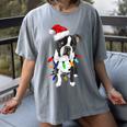 Boston Terrier Santa Christmas Lights Xmas Dog Lover Men Women Kids Women's Comfort Colors T-Shirt Gray