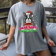 Boston Terrier Santa Claus Christmas Dog Women's Comfort Colors T-Shirt Gray