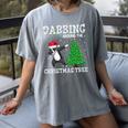 Boston Terrier Santa Hat Dabbing Around The Christmas Tree Women's Comfort Colors T-Shirt Gray