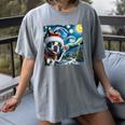 Boston Terrier Santa Starry Night Van Gogh Christmas Dog Men Women Kids Women's Comfort Colors T-Shirt Gray