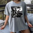Boston Terrier Graphic Selfie With UFOs Weird Aliens Women's Comfort Colors T-Shirt Gray