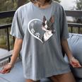 Boston Terrier Shirts For Women Girls Kids Heart Cute Women's Comfort Colors T-Shirt Gray