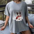 Boston Terrier In The Snow Merry Christmas Winter Women's Comfort Colors T-Shirt Gray