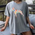 Boston Terrier Watercolor Flowers Women's Comfort Colors T-Shirt Gray