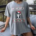 Boston Terrier Wearing Santa Hat Ugly Xmas Dog Lovers Women's Comfort Colors T-Shirt Gray