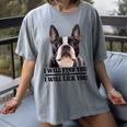 Boston Terrier Will Find And Lick You Bostie Mom Women's Comfort Colors T-Shirt Gray