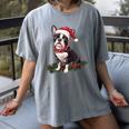 Cute Boston Terrier Dog Christmas Merry X-Mas Graphic Women's Comfort Colors T-Shirt Gray