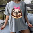 Cute Pug Shirt Donut Girls Dog Women's Comfort Colors T-Shirt Gray