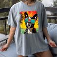 Dog Boston Terrier Hawaiian Women's Comfort Colors T-Shirt Gray
