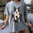 Dog Lovers Boston Terrier In Pocket Dog Face For Men Women Kids Women's Comfort Colors T-Shirt Gray